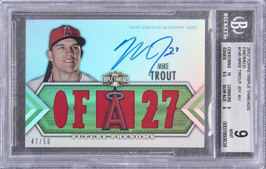 2012 Topps "Triple Threads Future Phenoms" Emerald #146 Mike Trout Signed Card (#47/50) – BGS MINT 9/BGS 10